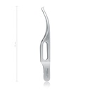 BARRAQUER (Colibri) iris-/naaipincet, 0,4 mm, H 7,5 cm, 1×2 tanden, 45°, met platform