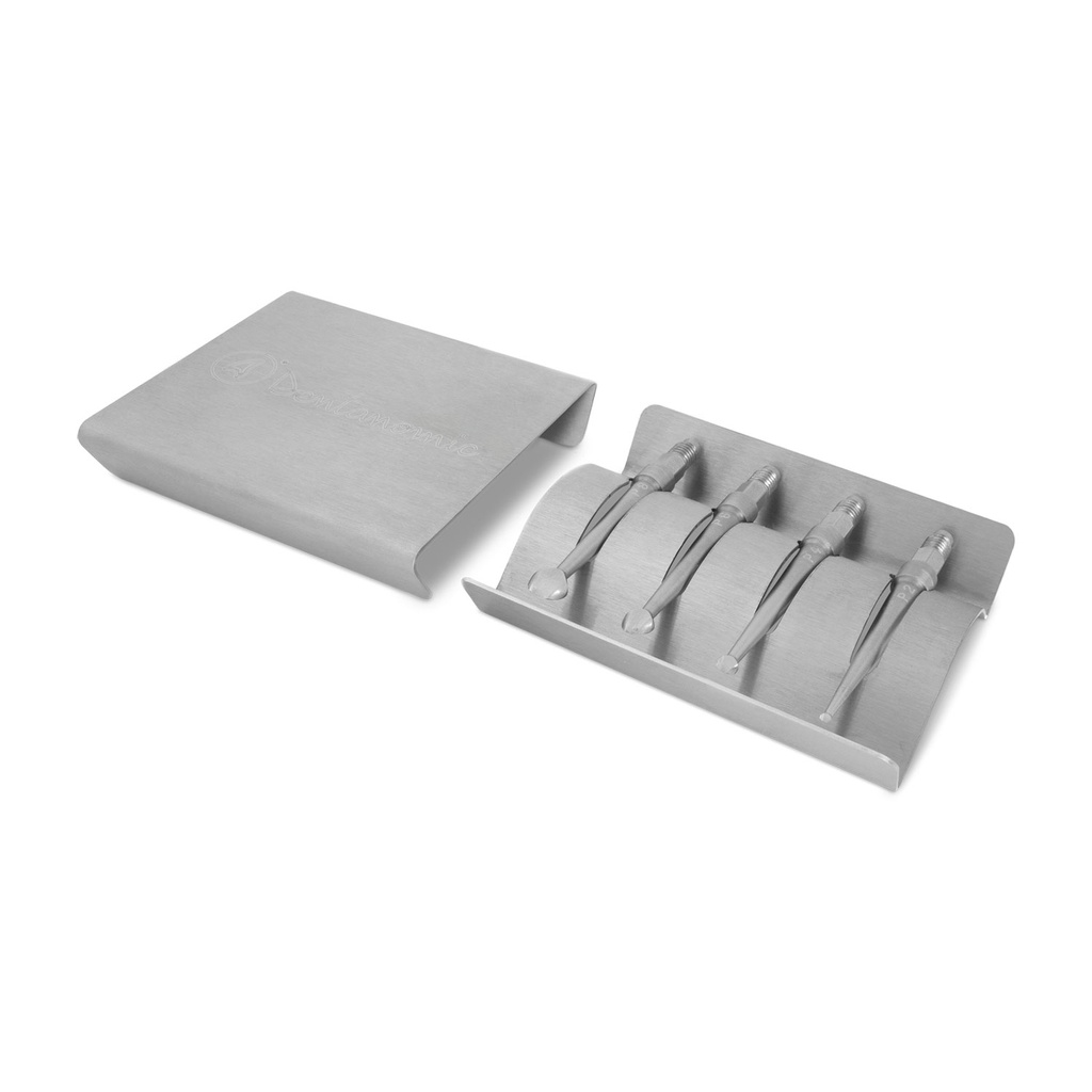 Dentanomic Periostelevator Set bestaande uit 4 Periostelevator mesjes (2, 4, 6 und 8 mm) + Sterilisatiehouder