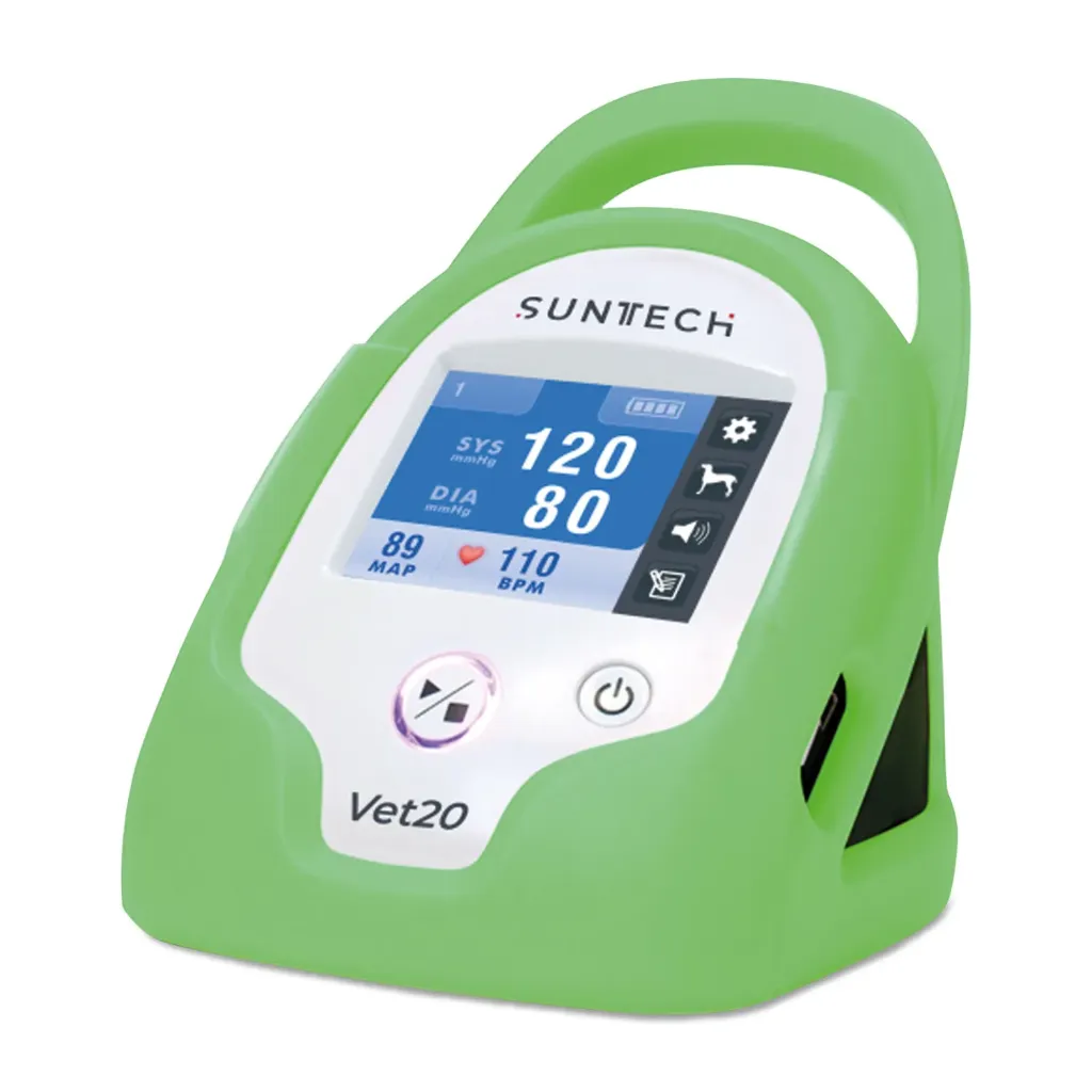 Bloeddrukmeter SunTech VET20 groen, incl. 6 manchetten, bloeddrukslang, AA-batterijen en beschermhoes