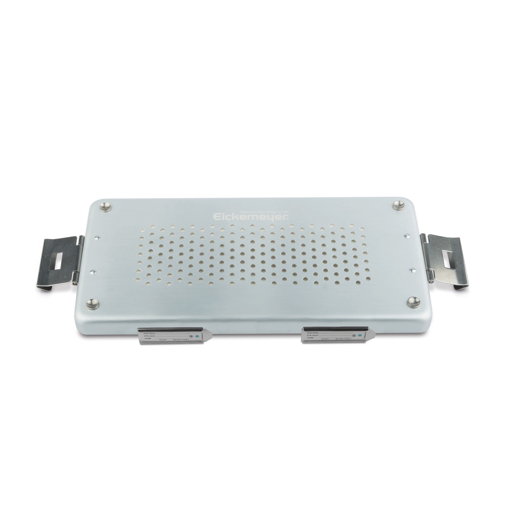 Deksel voor container, grijs, geperforeerd, met textielfilter en houder voor etiketten