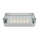 5 cm hoog basisdeel voor kleine set container, geperforeerd, plat, 300 x 140 x 50 mm, zilver