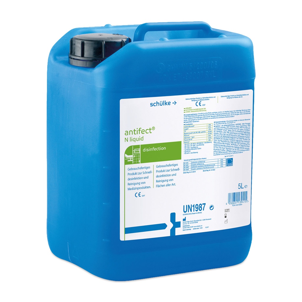 [307205] Schülke antifect N vloeistof, jerrycan van 5 liter, snelle desinfectie op basis van alcohol van niet-invasieve medische hulpmiddelen en oppervlakken