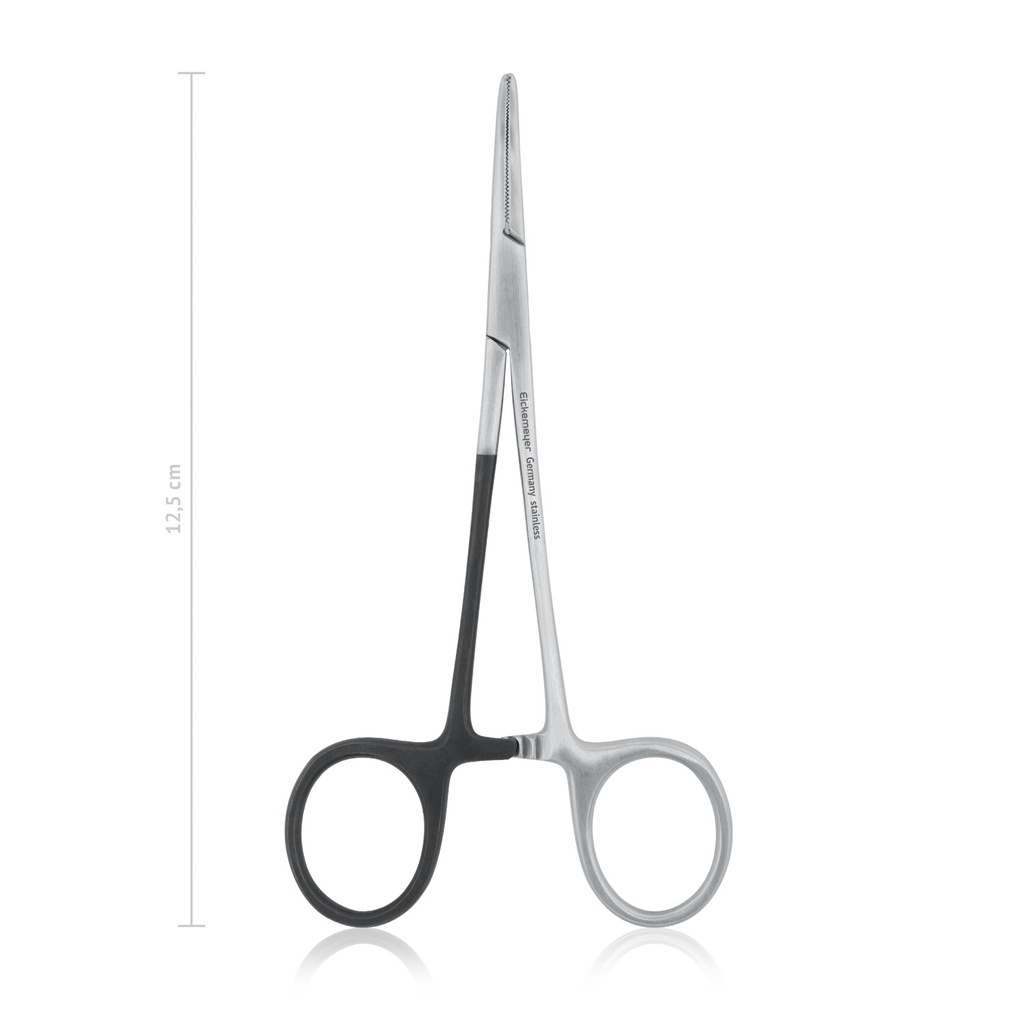 Halstead-Mosquito-arteriële klem voor linkshandigen, 12,5 cm gebogen