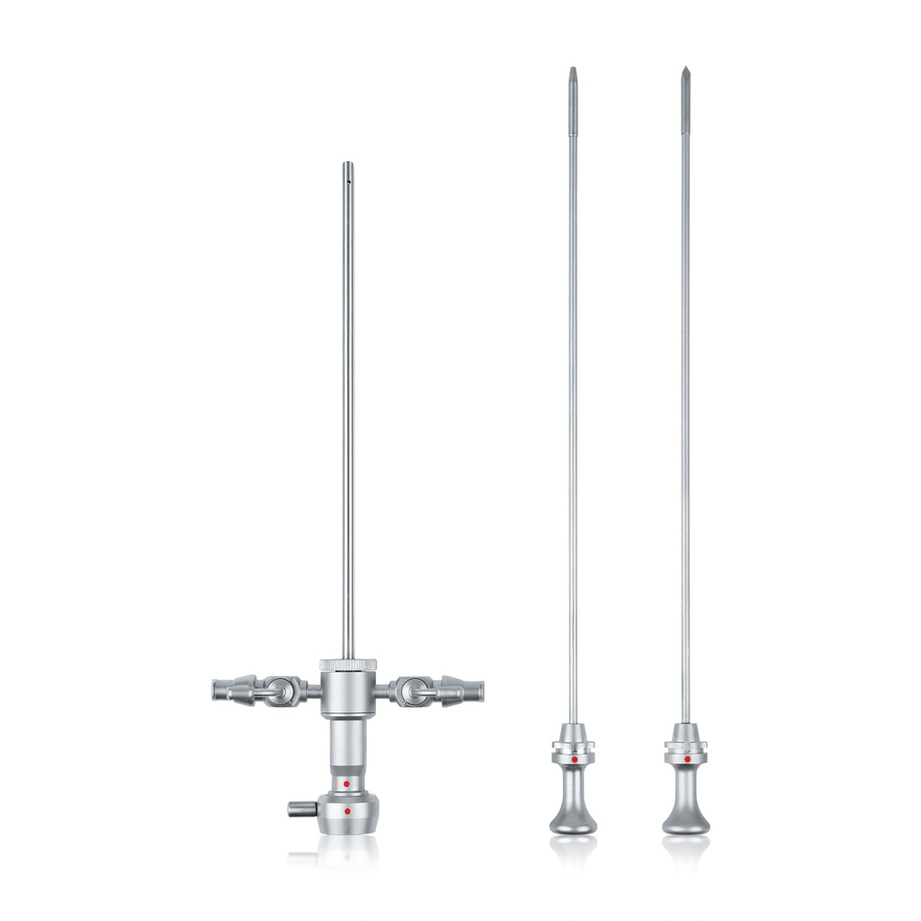 Arthroscopieschacht, L = 17,4 cm, voor endoscopen Ø = 2,7 mm, met 2 irrigatiekranen, met 2 obturatoren