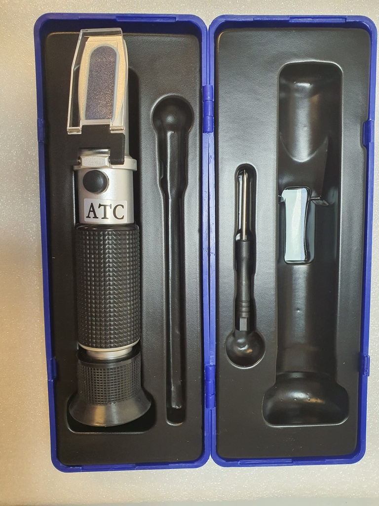 Handrefraktometer EICKEMEYER® z. Messung spez. Uringewichts und für Serumprotein - Neu und in Originalverpackung, Pipette fehlt.