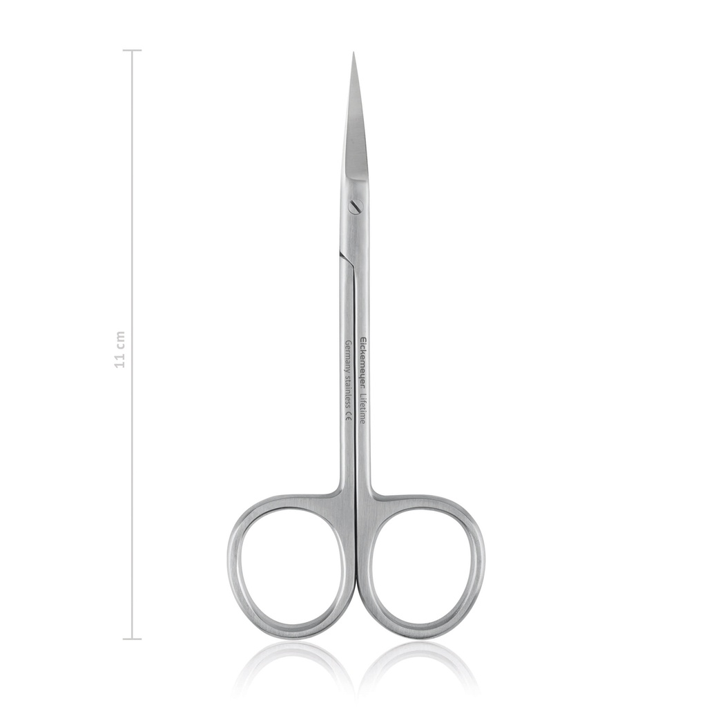 Iris-schaar voor linkshandigen, 11 cm, fijn, recht, sp/sp