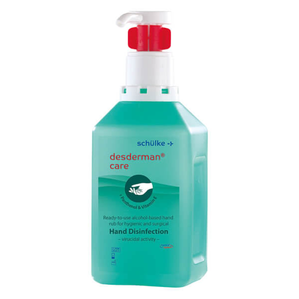 schülke desderman® care Handdesinfectiemiddel, fles van 1 liter met doseerpomp