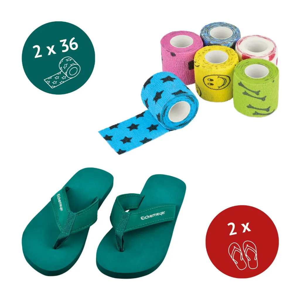 Speciale juni aanbieding: 2 x EICKWRAP FUN + 2 x één paar flip-flops voor hem en haar