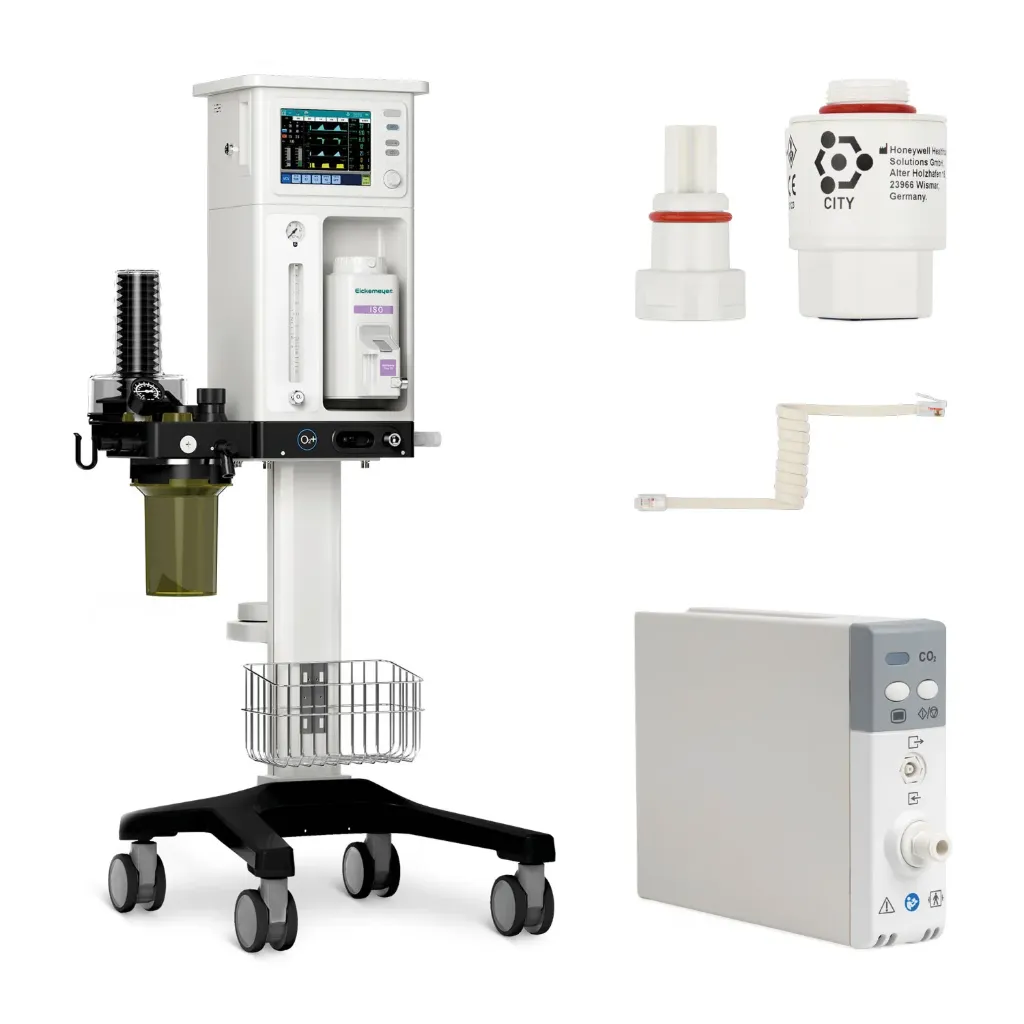 NarkoVet PRO-set bestaande uit NarkoVet PRO (213040), CO₂-beademingsmodule (213045) en O₂-sensor (21304002)