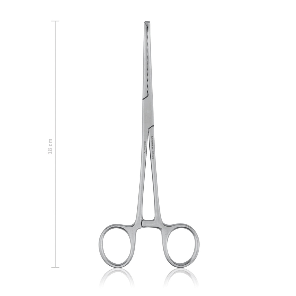 arterieklem Kocher-Ochsner, economy, 18 cm, gebogen, 1x2 tanden 
