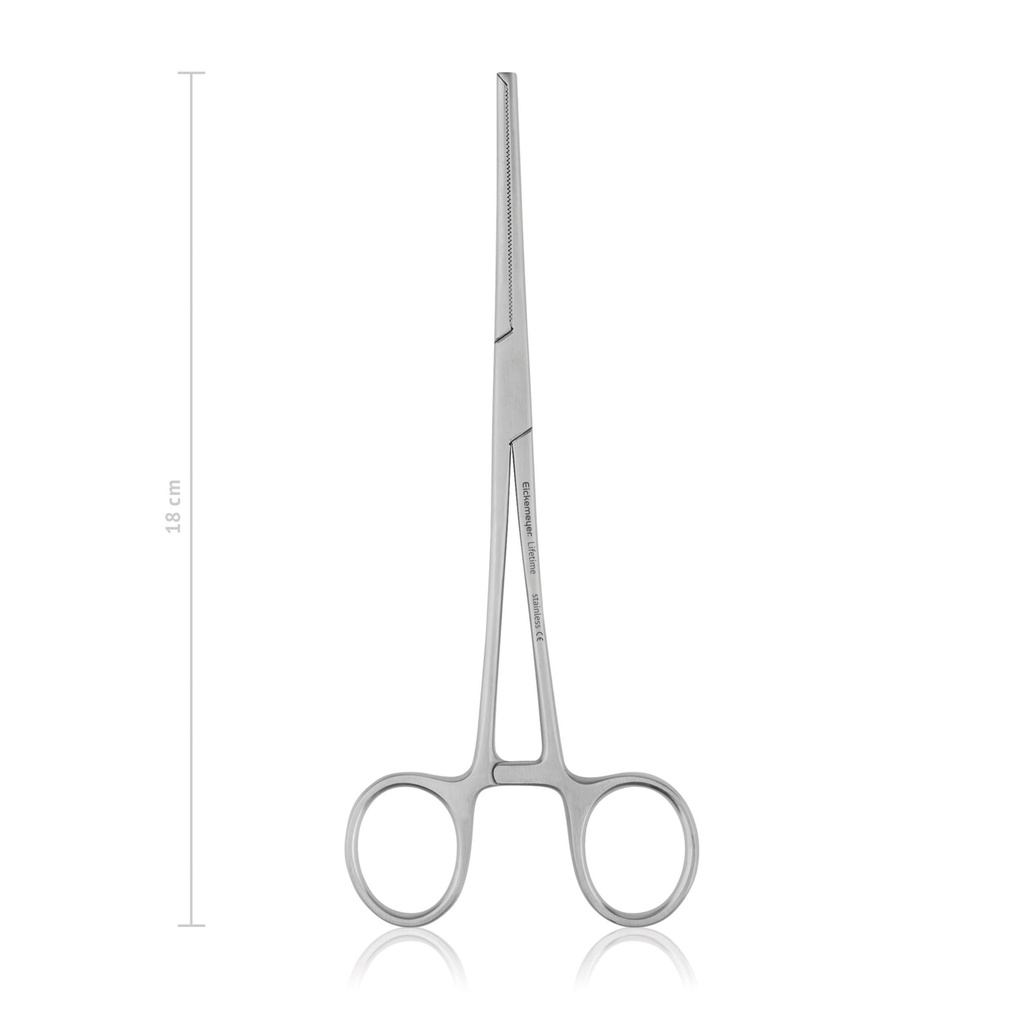 arterieklem Kocher-Ochsner, economy, 18 cm, recht, 1x2 tanden 