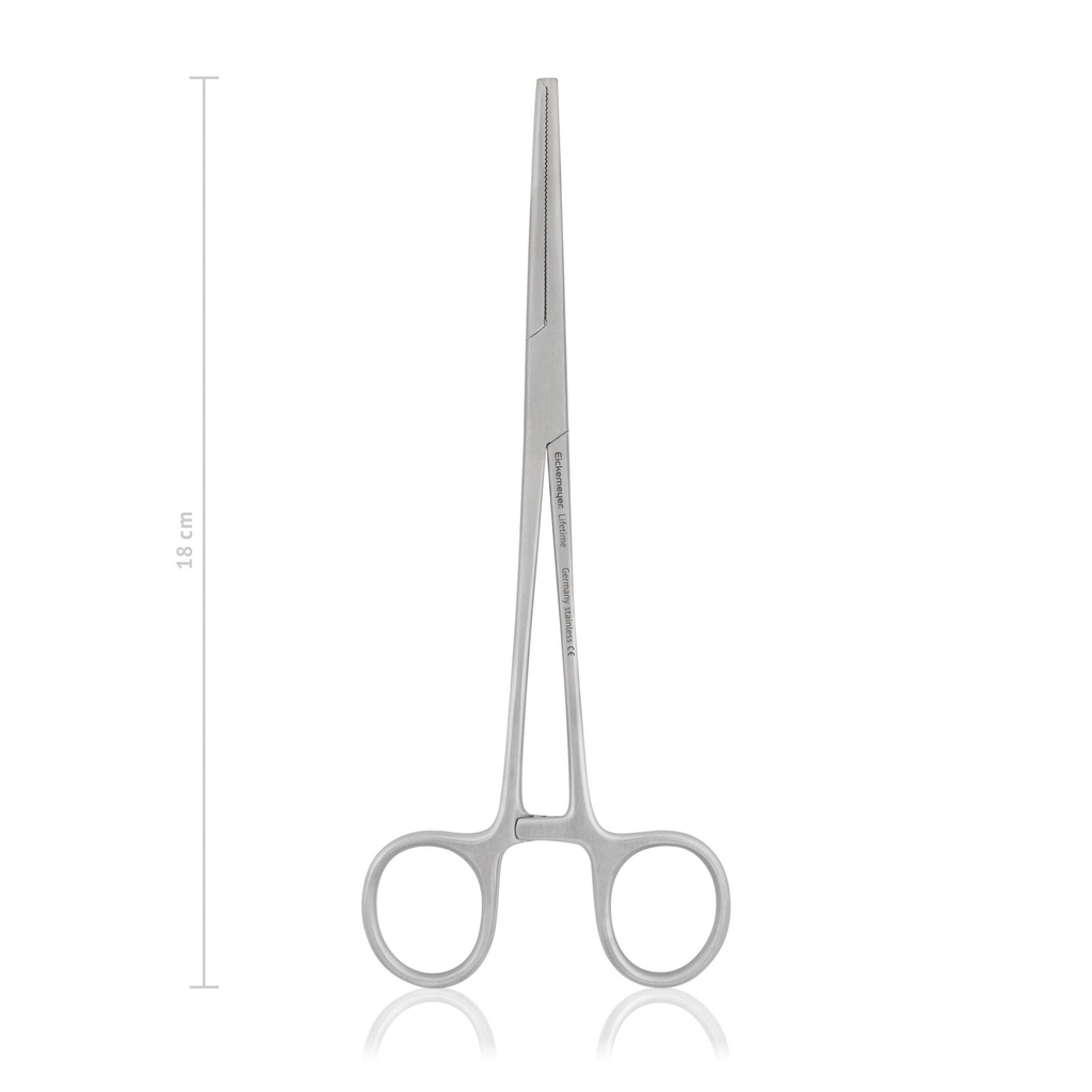 arterieklem Kocher-Ochsner, 18 cm, recht 1x2 tanden 