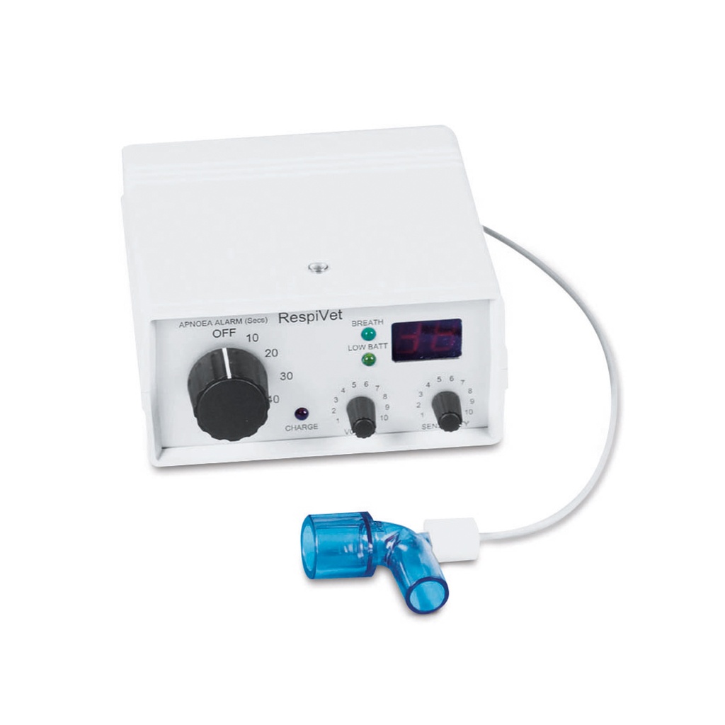 ademmonitor RESPIVET compl. met netadapter, Swivel-met connector en sensor