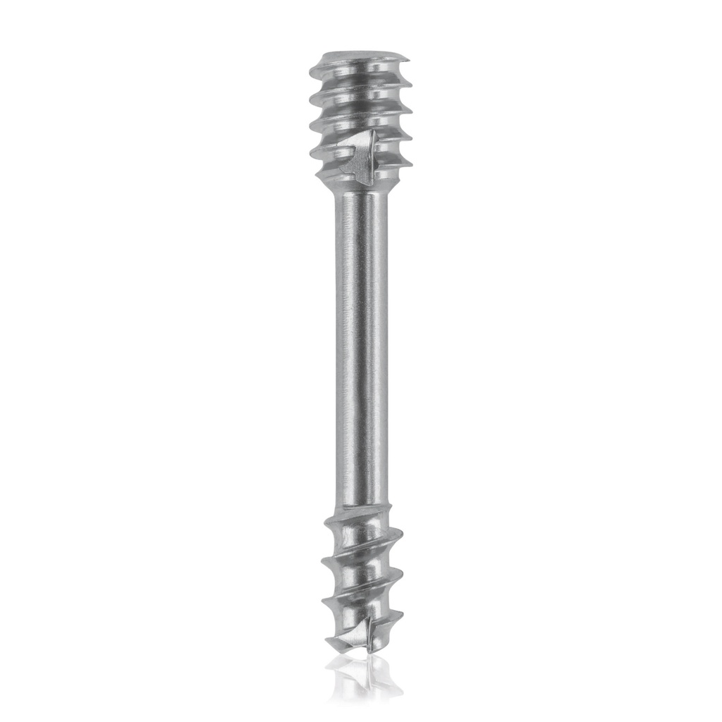 [191307] gecannuleerde dubbelcompressieschroef, conisch Ø3 / Ø4 22m titanium kleurgecodeerd, torx niet-steriel