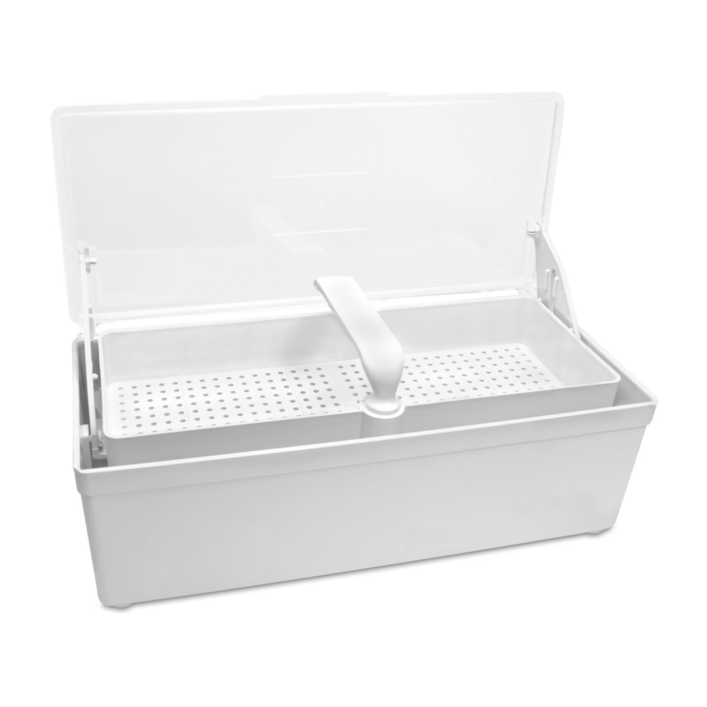 [307365] Desinfectiebak met filter mand en transparante deksel, 1 ltr maat: 26,5 x 11,5 x 8,5 cm