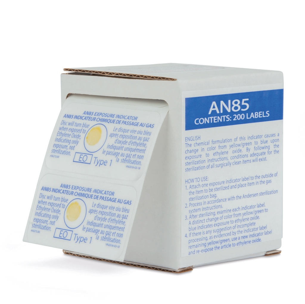 Indicatorstickers voor gassterilisatie verpakking met 200 stickers, AN 85 