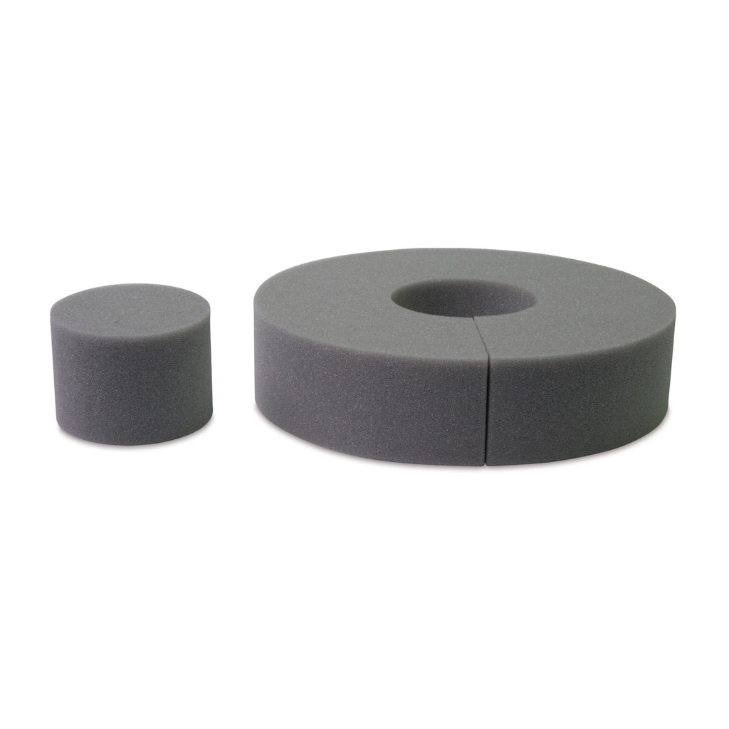positioneringshulp van schuimrubber, rond kussen met gaten, buiten D = 20, binnen D = 7,5 cm