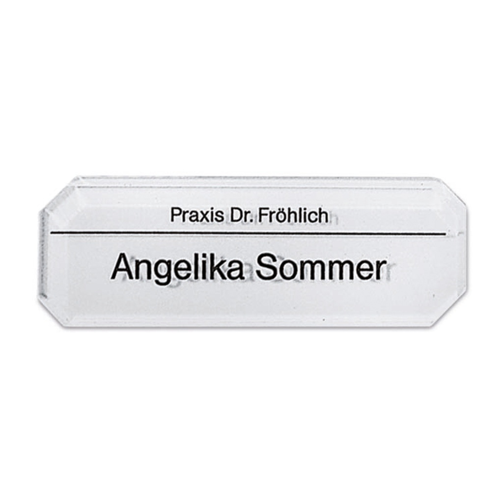 naambord uit plexiglas, tweedelig, 75 x 25 mm, lettertype Times 