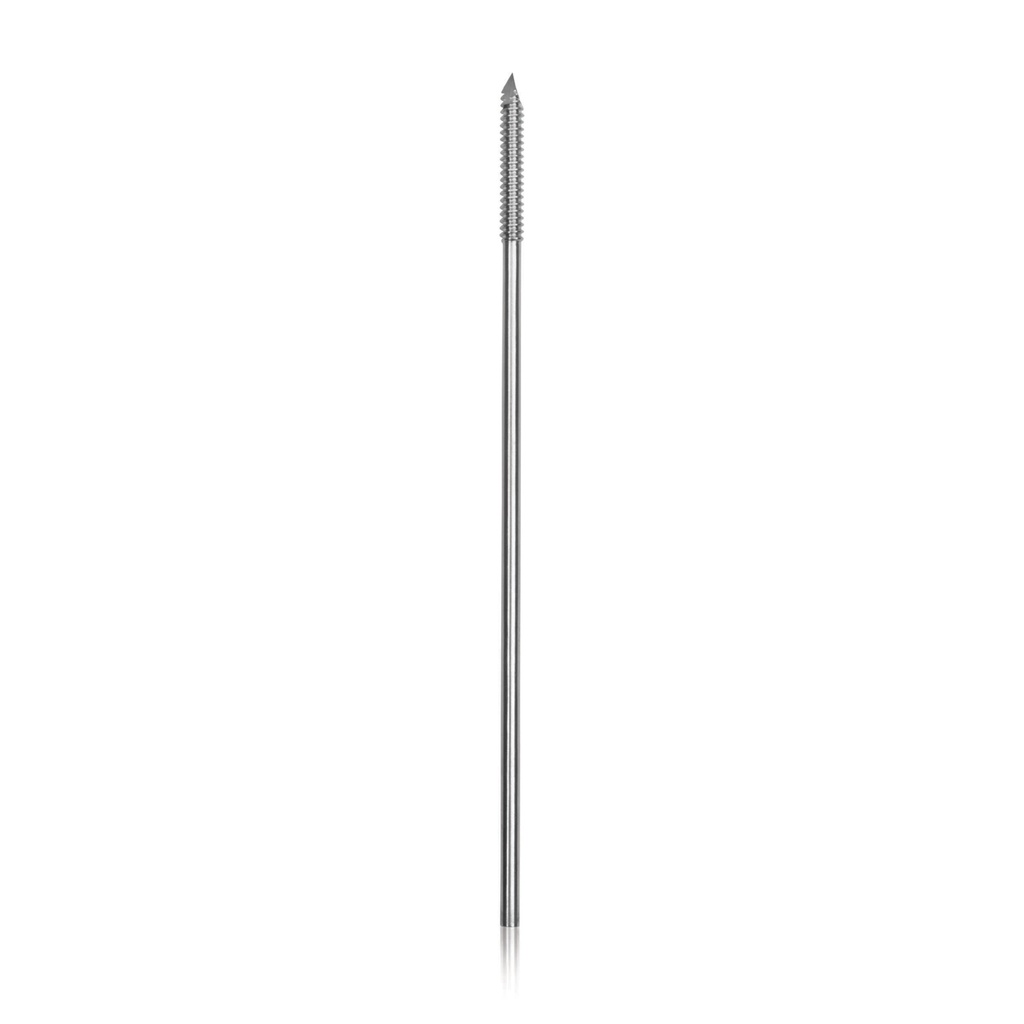 [180496] Steinmann-pen, d = 2,4 mm, met opgezet schroefdraad aan einde pen schroef: d = 3,2 mm, lengte 10,2 cm