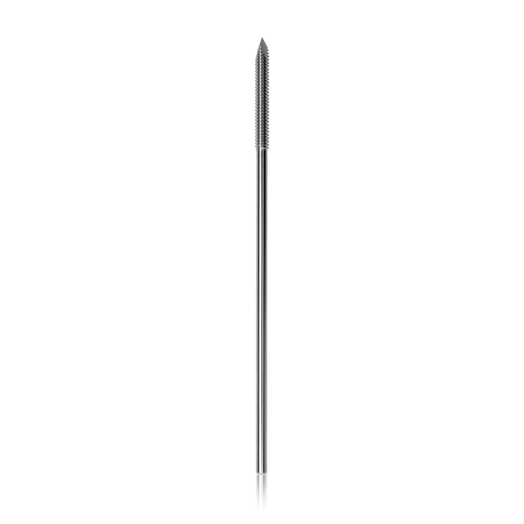 Steinmann-pen, d = 2,8 mm, met opgezet schroefdraad aan einde pen schroef: d = 3,2 mm, lengte 10,2 cm