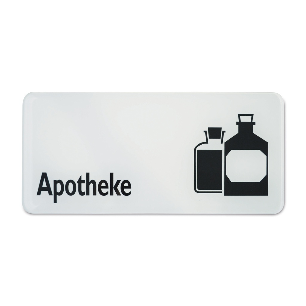 symboolbordje "apotheek", 30 x 13,5 cm, zwart/wit 