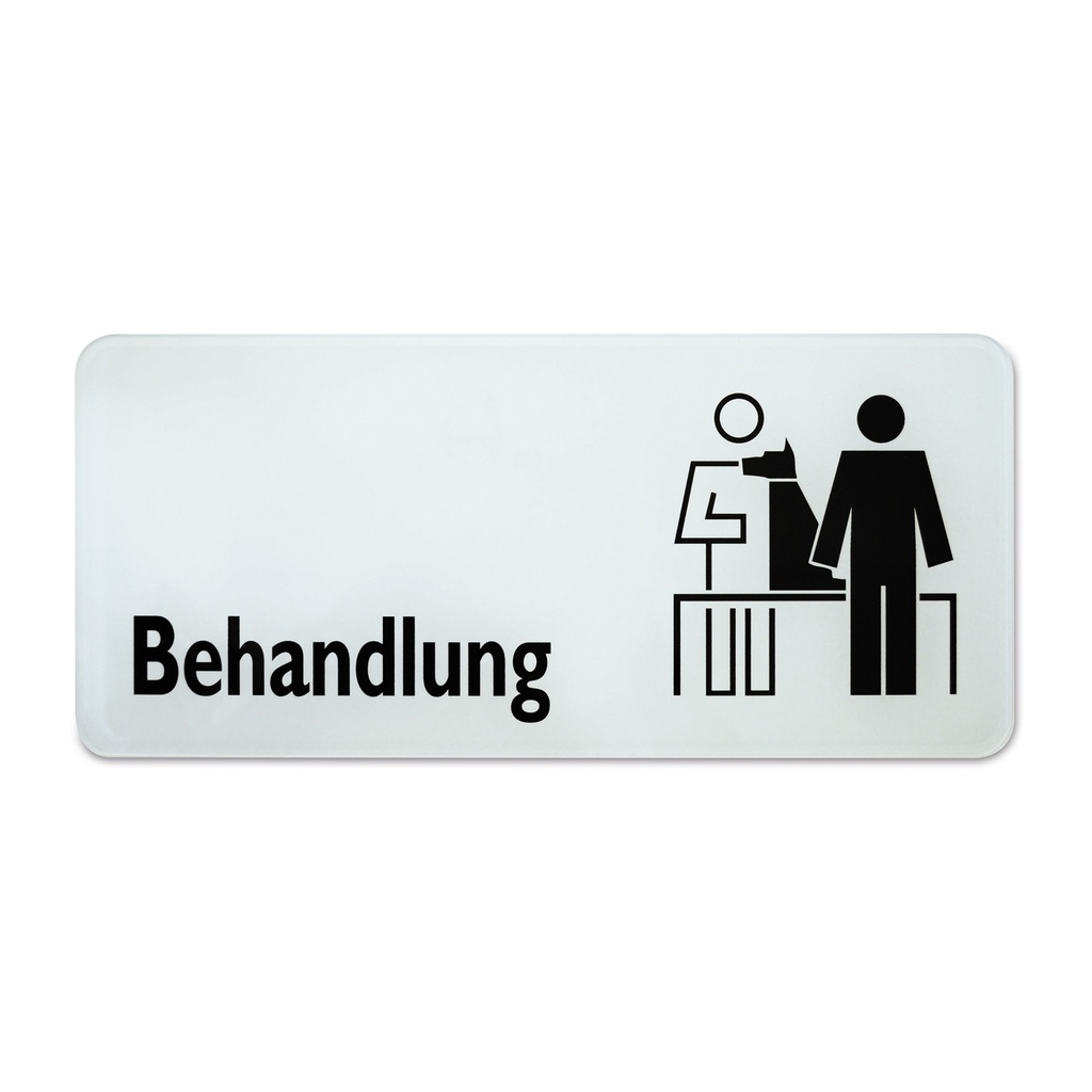 symboolbordje "behandelkamer", 30 x 13,5 cm zwart/wit 