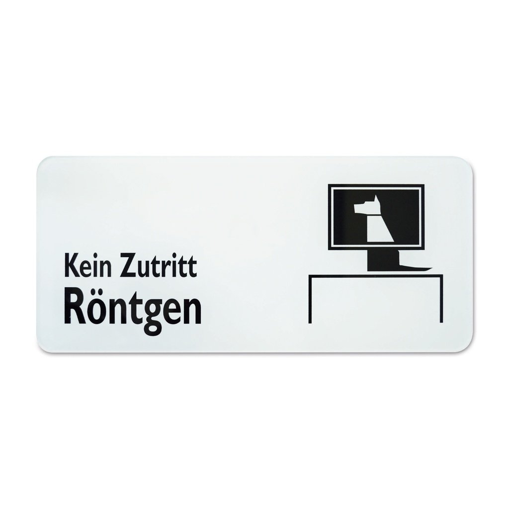 symboolbordje "geen toegang röntgenruimte", 30 x 13,5 cm, zwart/wit 