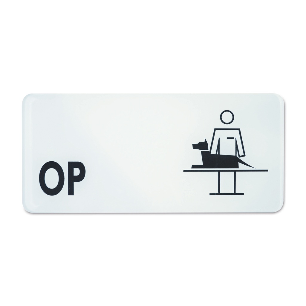 symboolbordje "operatienummer", 30 x 13,5 cm, zwart / wit 