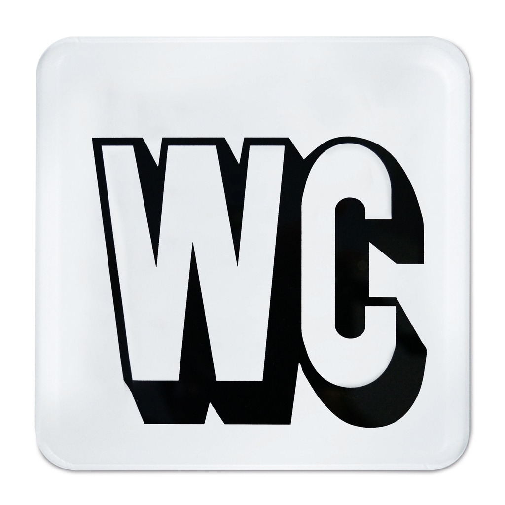 symboolbordje "WC", 13,5 x 13,5 cm, zwart / wit 