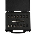 cijferset (dubbel) , 5 mm, in houten kist, voor tattoo-tang Hauptner,met 6 lege platen
