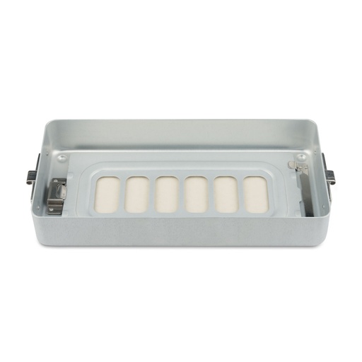 [500615] 5 cm hoog basisdeel voor kleine set container, geperforeerd, plat, 300 x 140 x 50 mm, zilver